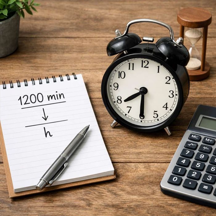 Comment convertir 1200 minutes en heures ? | Réponse simple