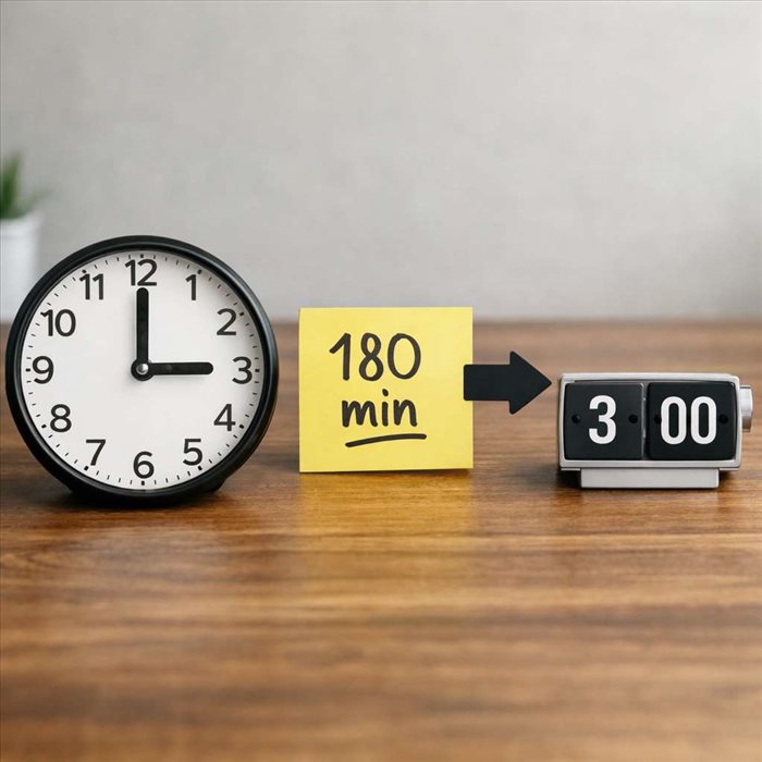 180 minutes en heures : conversion simple et rapide